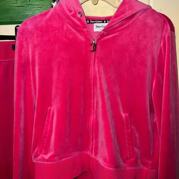 Juicy Couture Hot Pink Velour Tracksuit Set Size L Y2K - Picture 5 of 16